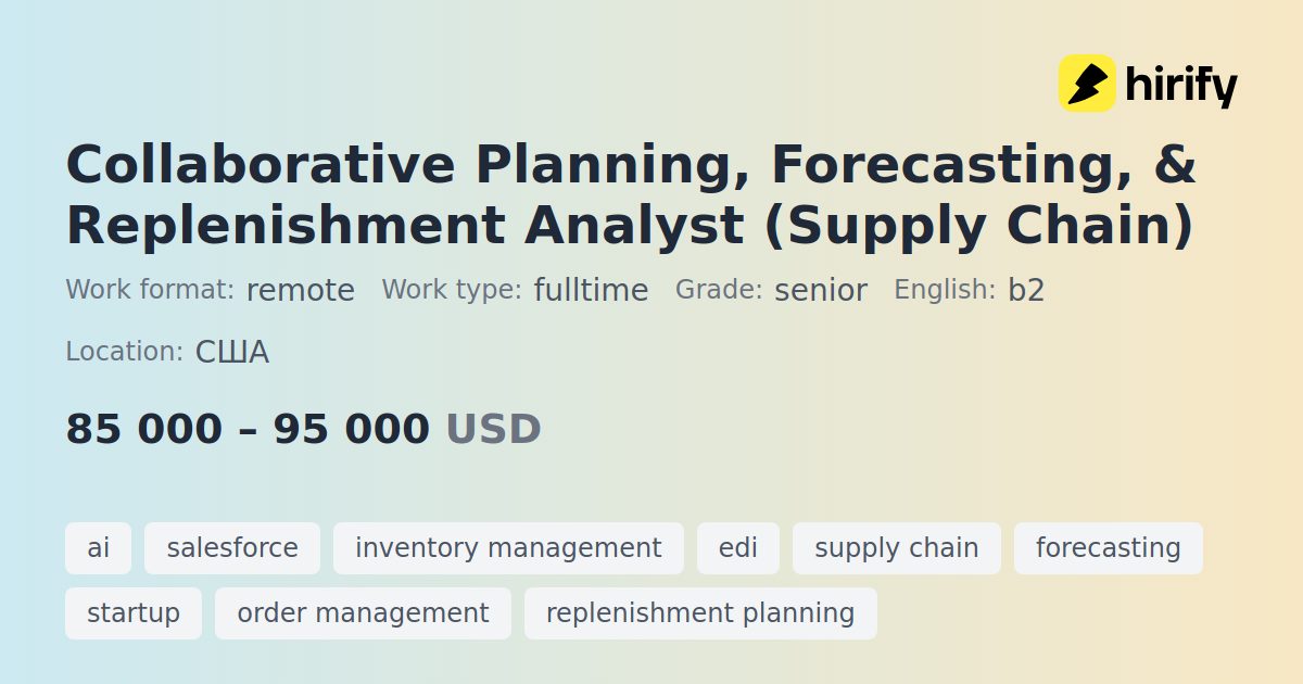 Collaborative Planning, Forecasting, & Replenishment Analyst (Supply ...