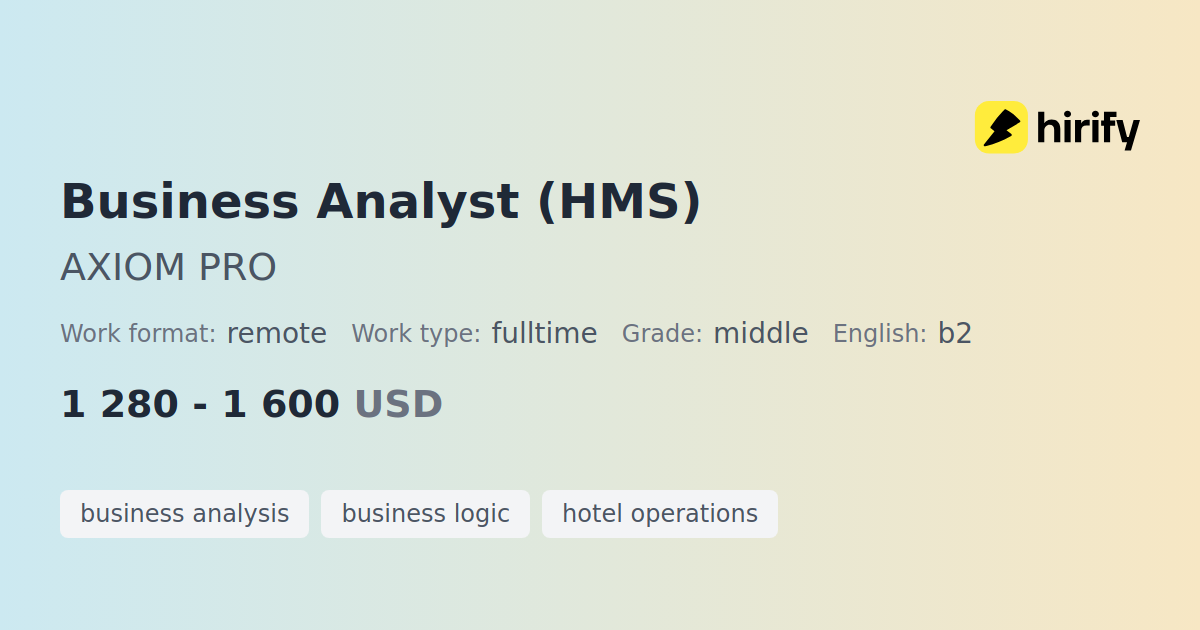 Business Analyst (HMS) at AXIOM PRO | Hirify