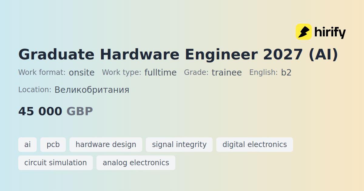Graduate Hardware Engineer 2027 (AI) | Hirify