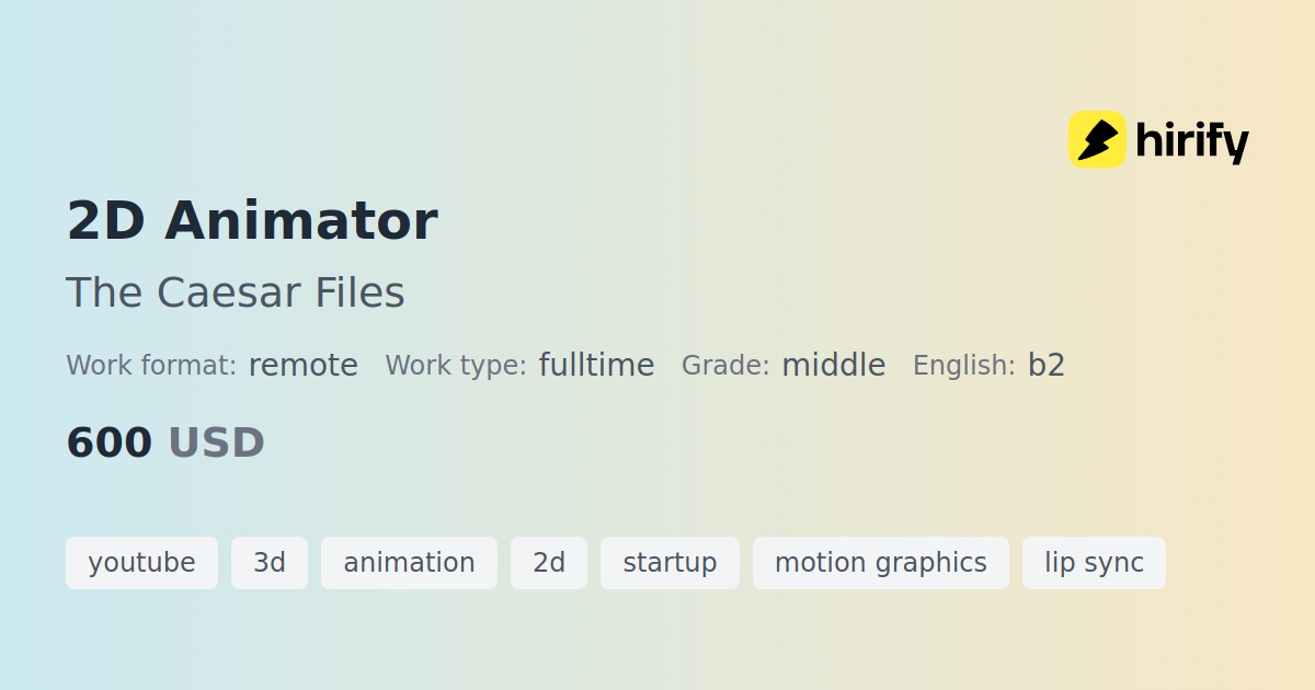 2D Animator at The Caesar Files | Hirify